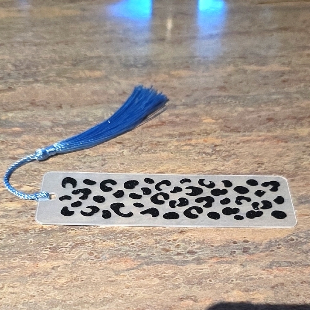 Leopard Print Bookmark with Blue Tassel